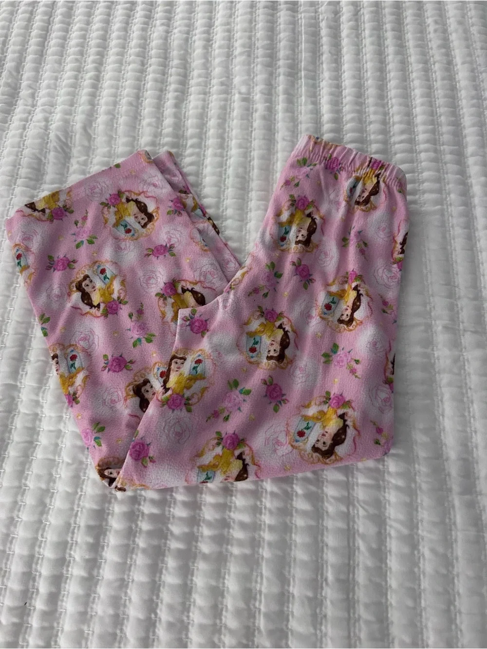 Disney Girls Pink Princess Bell Pajama Set  Size S (6/6X)